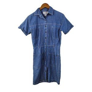 Vintage size 4/6 Denim Shirt Dress Jean western Chambray Cowgirl blue button up
